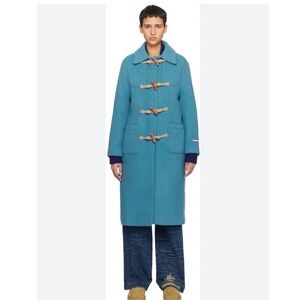 ADER error Women's Blue Toggle Duffle Coat Wool‎ Blend Long Streetwear- Size XL